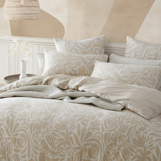 Haven Caramel Quilt Cover Set by Logan and Mason Platinum