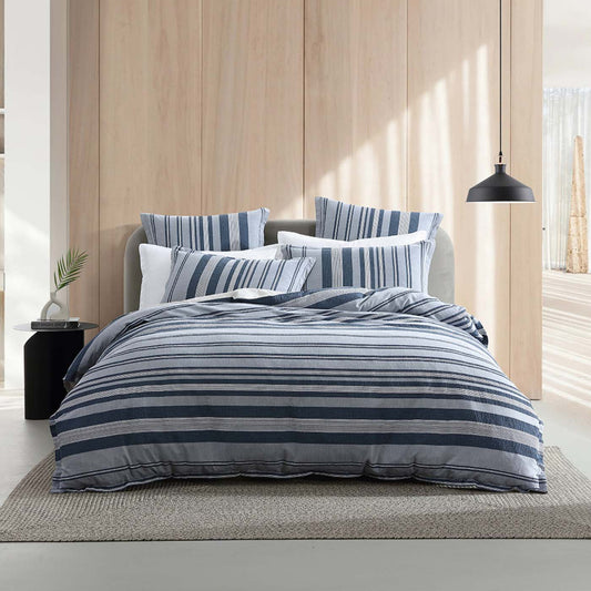 Hunter Indigo Quilt Cover Set by Logan and Mason Platinum