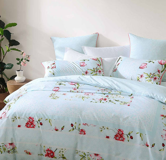 Posie Aqua Quilt Cover Set by Logan & Mason