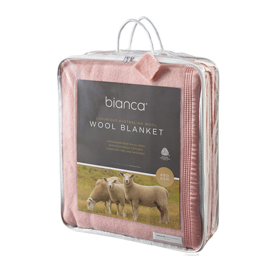 Australian Wool Blanket 480gsm Pink by bianca