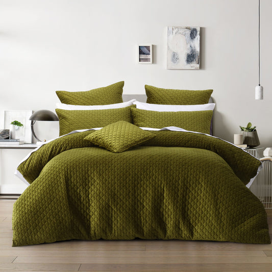 Alden Olive Quilt Cover Set by Bianca