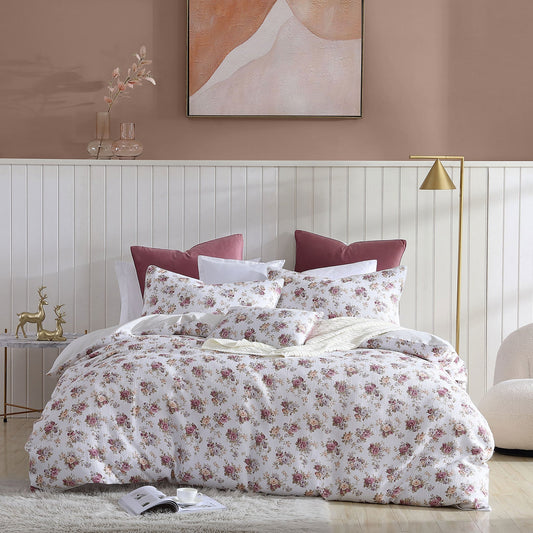 Rosette Plum Quilt Cover Set by Logan and Mason Platinum