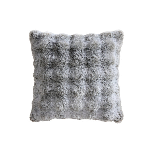 Grey Rabbit Fur Square Cushion by Logan and Mason Platinum