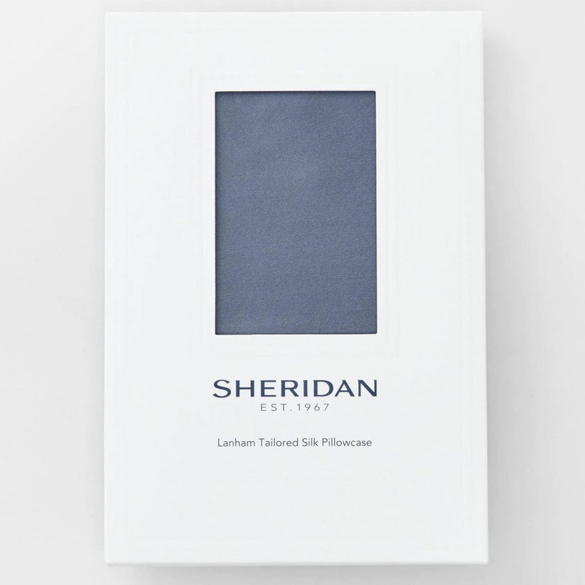 Lanham SLATE BLUE TAILORED Silk Pillowcase by Sheridan Quilt Cover World