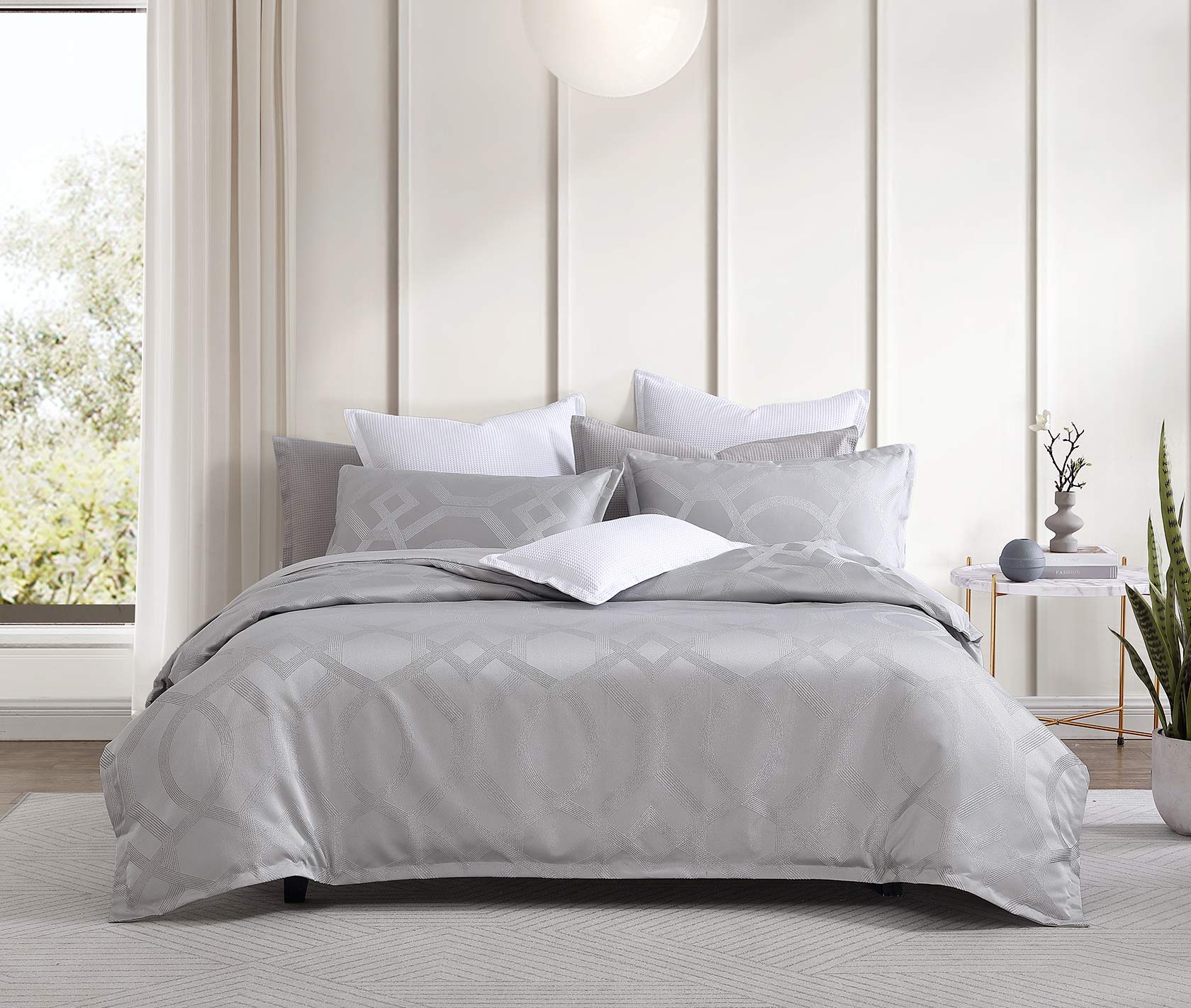 Seville Silver Quilt Cover Set by Logan and Mason Platinum