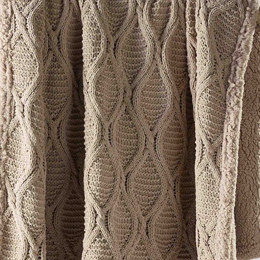 Sorrento Sherpa 130x160cm Throw Rug Taupe by Bianca