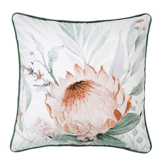 Sariya Square White Velvet Cushion By Bianca