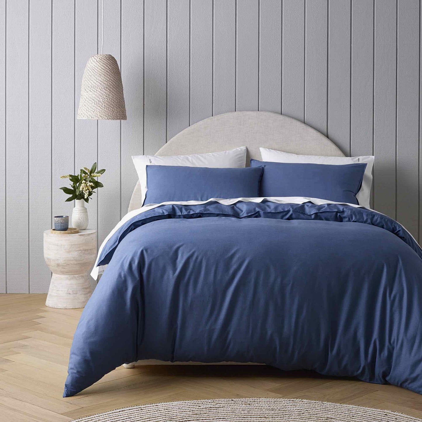 Riviera Organic Washed Cotton Quilt Cover Set Range Blue by Bianca