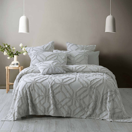 Willow Coverlet Silver Quilt Cover Set by Bianca