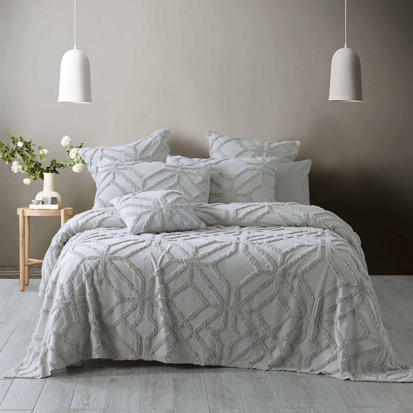 Willow Coverlet Silver Quilt Cover Set by Bianca - Quilt Cover World