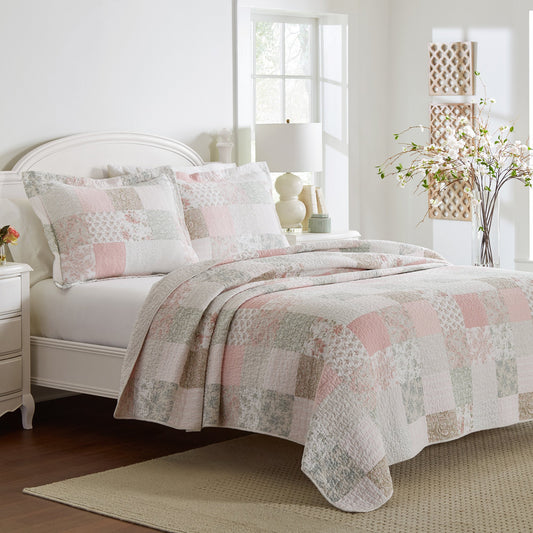 Sage & Pink Celina Cotton Coverlet Set by Laura Ashley