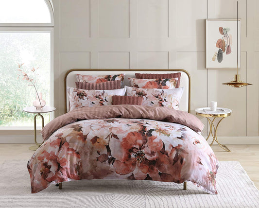 Tessa Peach Quilt Cover Set by Private Collection