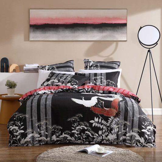 Tenshi Black Quilt Cover Set by Logan & Mason