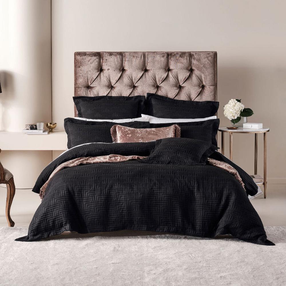 Winston Black Quilt Cover Set by Linen House