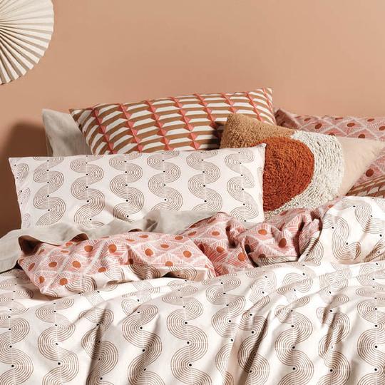 Aida Coral Quilt Cover Set by Linen House