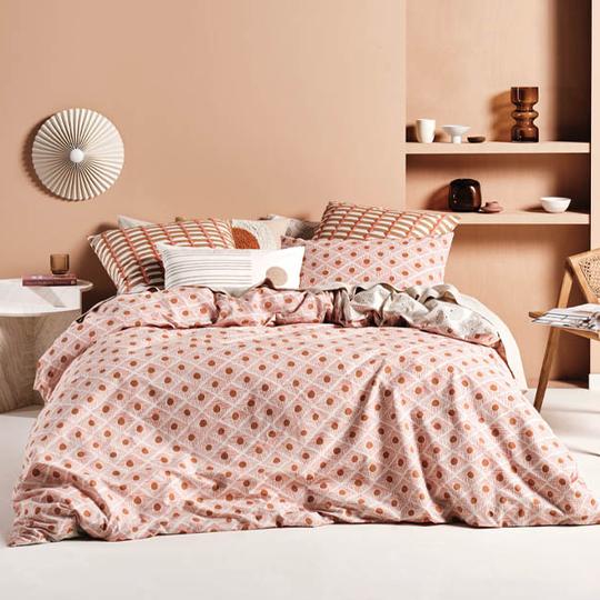 Aida Coral Quilt Cover Set by Linen House