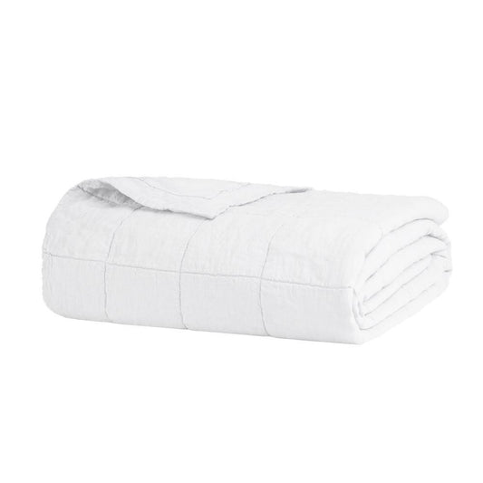 French Flax Linen IVORY Quilted Coverlet by Bambury