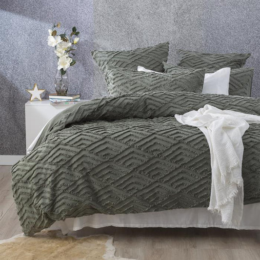 Chevvy Forest Vintage Washed Tufted Quilt Cover Set by Revive Living
