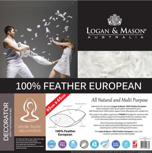 100% Feather European Pillow by Logan & Mason