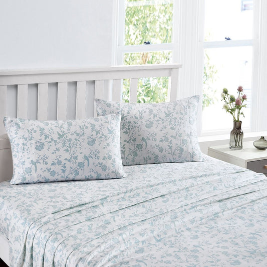 Garden Palace Duck Egg Blue Cotton Sheet Set by Laura Ashley