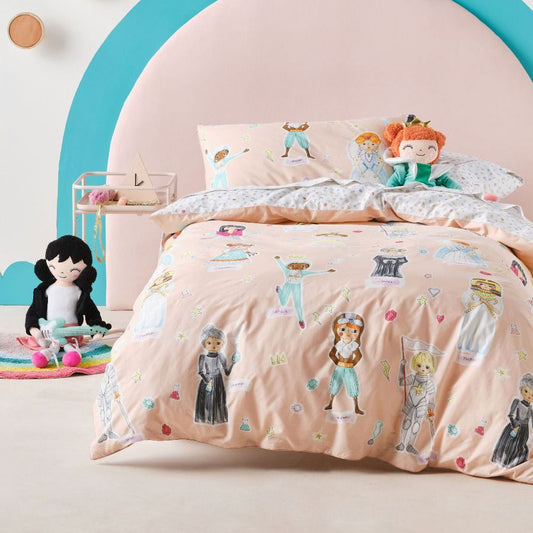 You Go Girl Peach Quilt Cover Set by Hiccups
