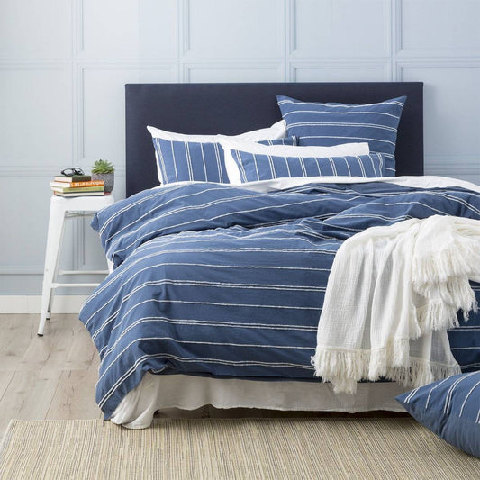 HUDSON VINTAGE WASHED COTTON CHENILLE BLUE QUILT COVER SET BY RENEE TAYLOR