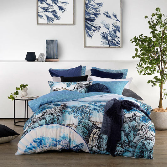 Kaiya Blue Quilt Cover Set by Logan and Mason