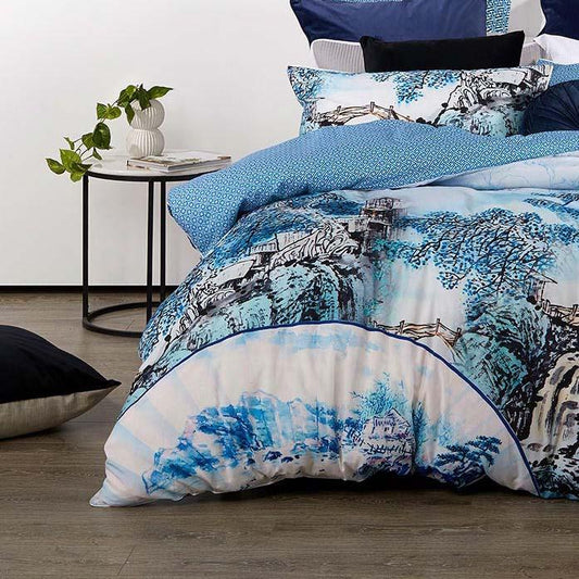 Kaiya Blue Quilt Cover Set by Logan and Mason