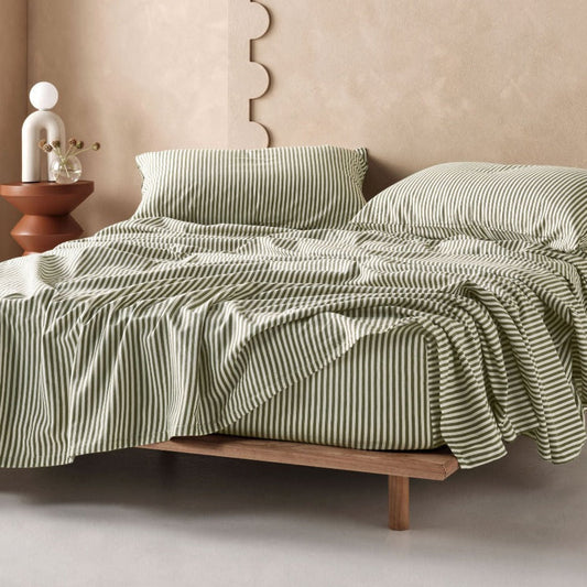 Holborn Olive Green Flannelette Sheet Set by LINEN HOUSE