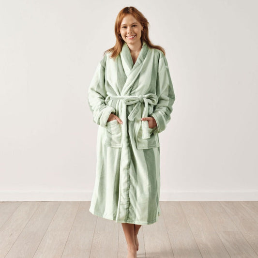 Ocean City Plush Jade Bathrobe by Linen House