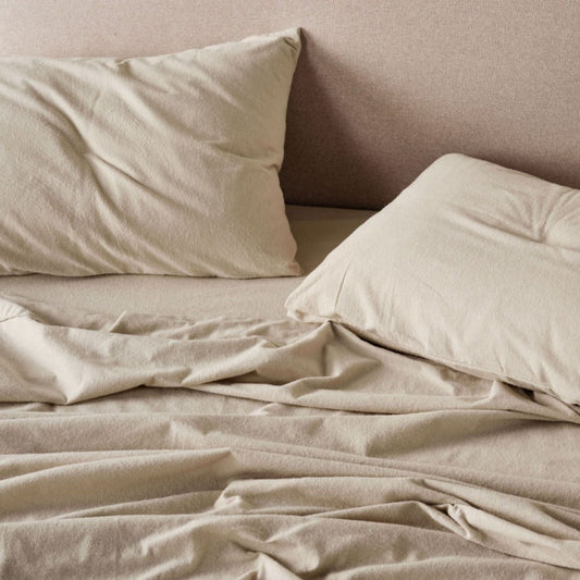 Flannelette Plain-Dyed Taupe Sheet Set by LINEN HOUSE