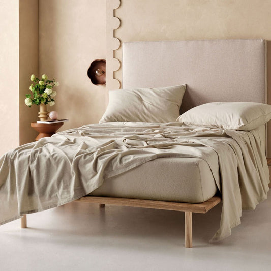 Flannelette Plain-Dyed Taupe Sheet Set by LINEN HOUSE