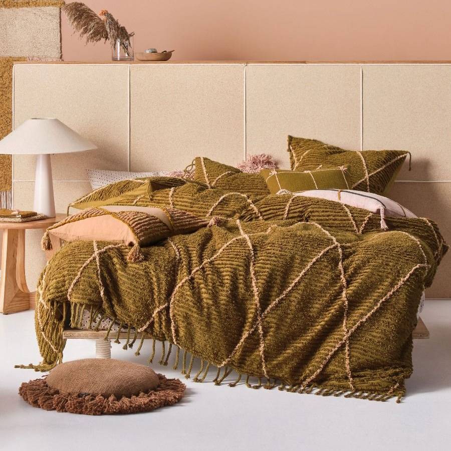 Asha Olive Quilt Cover Set by Linen House