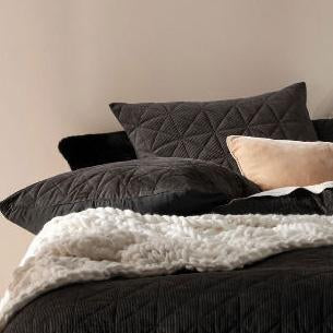 Heath Quilt Cover Set Black by Linen House