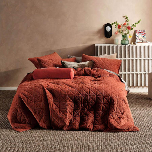 Heath Quilt Cover Set Rust by Linen House