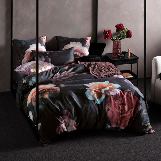 Mia Quilt Cover Set Black by Linen House