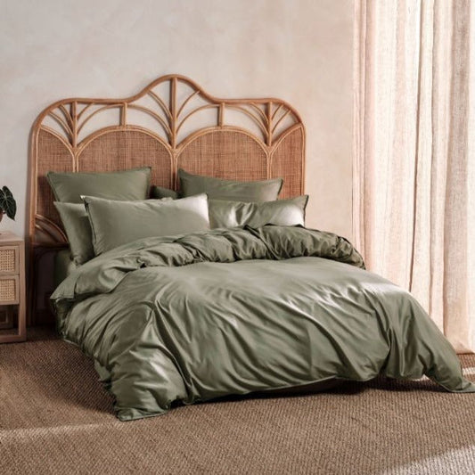 Nara Bamboo Cotton MOSS Quilt Cover Set by Linen House