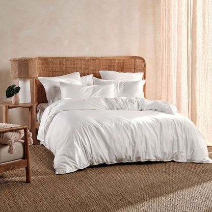 Nara Bamboo Cotton WHITE Quilt Cover Set by Linen House
