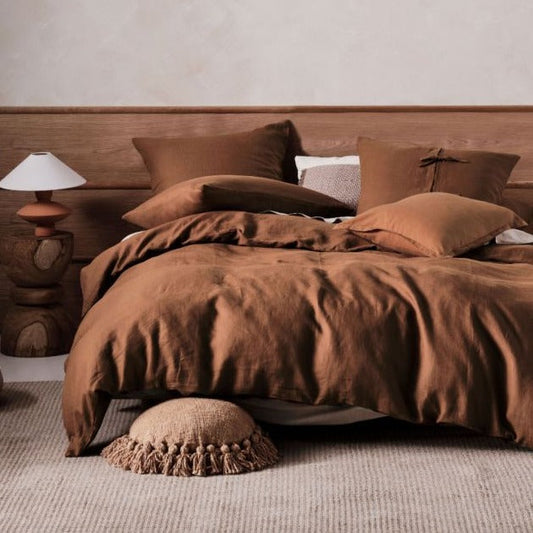 Nimes Linen Quilt Cover Set CINNAMON by Linen House