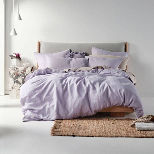 Nimes Lilac Linen Quilt Cover Set by Linen House