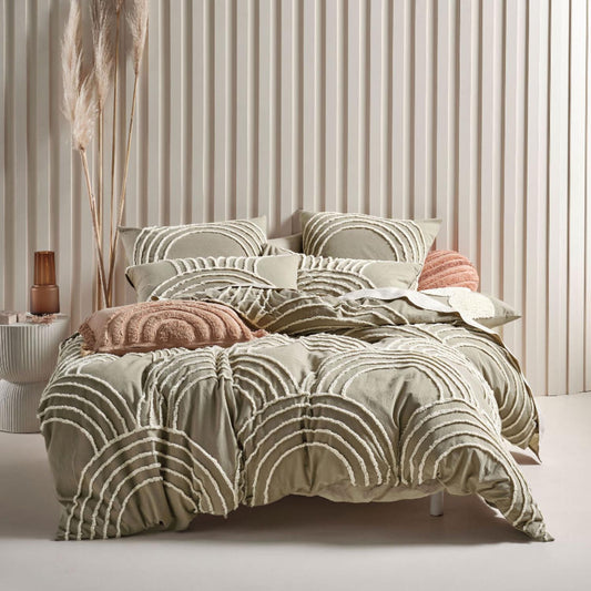 Ojai Sage Quilt Cover Set by Linen House