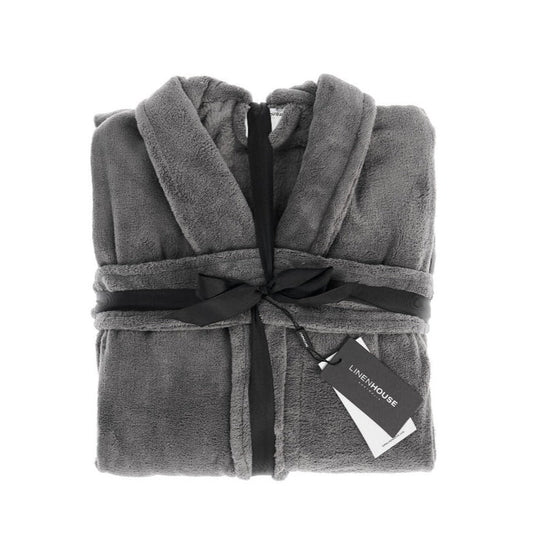 Plush Charcoal Bathrobe by Linen House