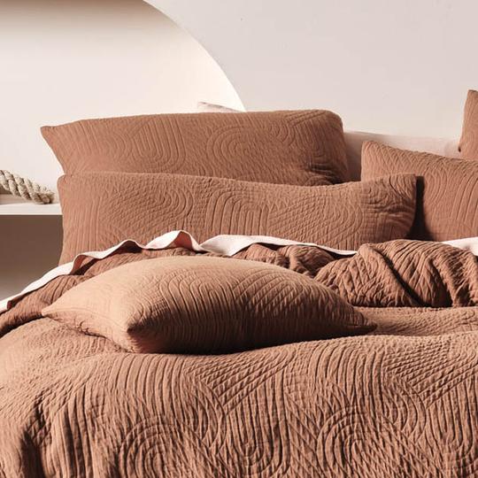 Lila Pecan Quilt Cover Set by Linen House