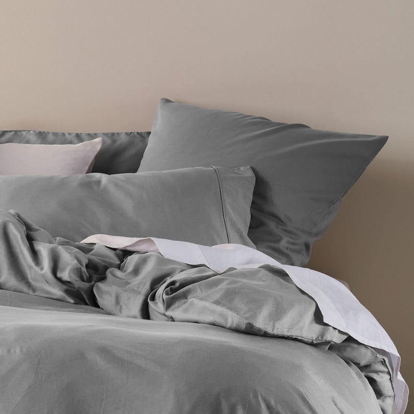 Triblend Linen Cotton Lyocell Quilt Cover Set ASH by Linen House