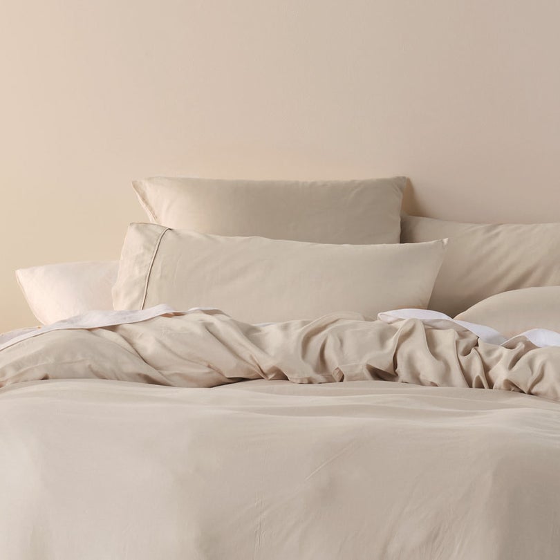Triblend Linen Cotton Lyocell Quilt Cover Set NATURAL by Linen House