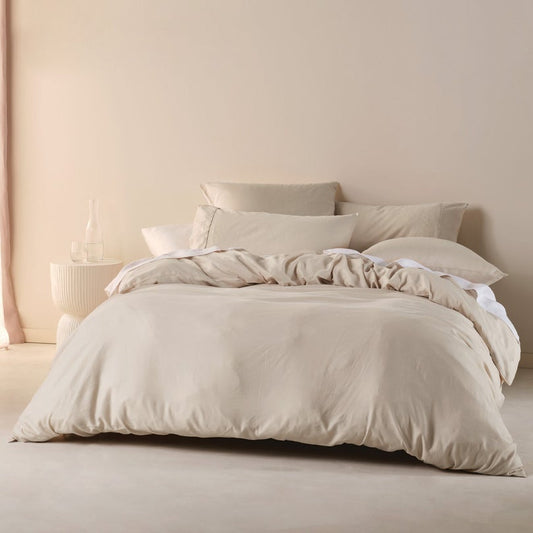 Tri Blend Linen Cotton Lyocell Quilt Cover Set NATURAL by Linen House