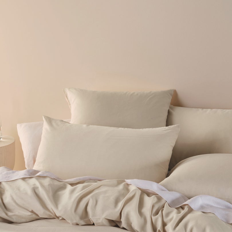 Triblend Linen Cotton Lyocell Quilt Cover Set NATURAL by Linen House