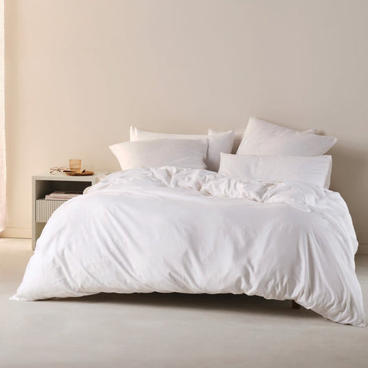 Triblend Linen Cotton Lyocell Quilt Cover Set WHITE by Linen House