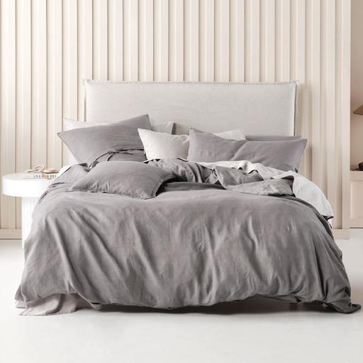 Nimes Linen Quilt Cover Set  Ash by Linen House