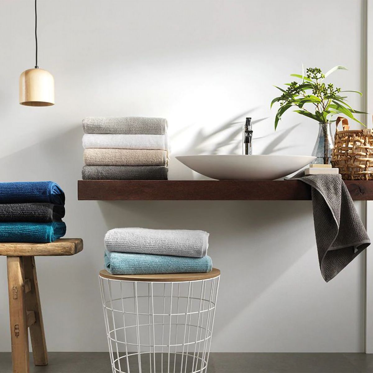 Living Textures Trenton Towel Collection by Sheridan MISTY TEAL